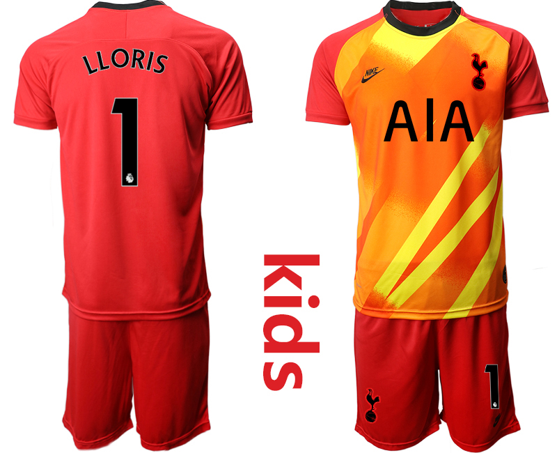 Youth 2020-2021 club Tottenham red goalkeeper #1 Soccer Jerseys->tottenham jersey->Soccer Club Jersey